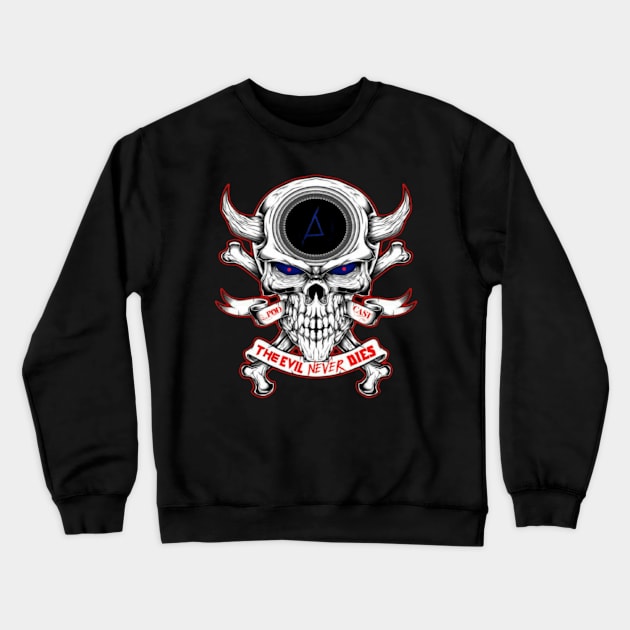 Evil Never  Dies Red Eye Crewneck Sweatshirt by The Evil Never Dies Podcast